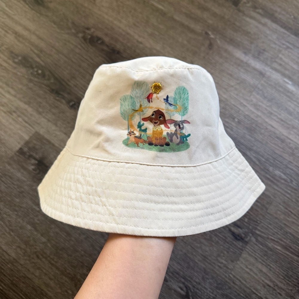 Disney Tan Bucket Hat with Cartoon Design